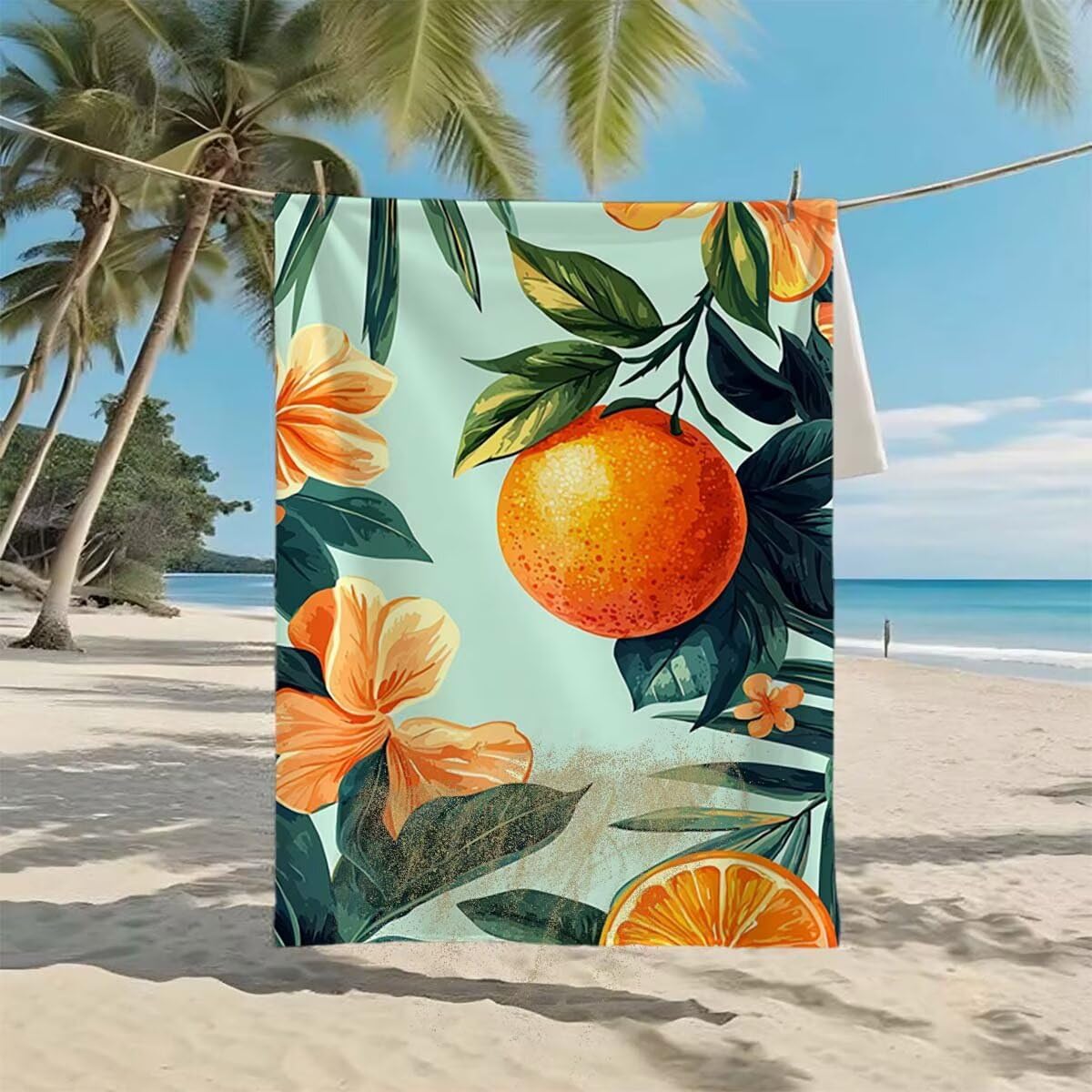 Telo Mare XXL 220x100cm/35x70cm, 2 Set Telo Mare Microfibra Frutta Asciugamano Palestra Uomo, Antisabbia, Leggero, Asciugatura Rapida, Teli da Spiaggia Grandi Accessori per Camping Natation Yoga D-96
