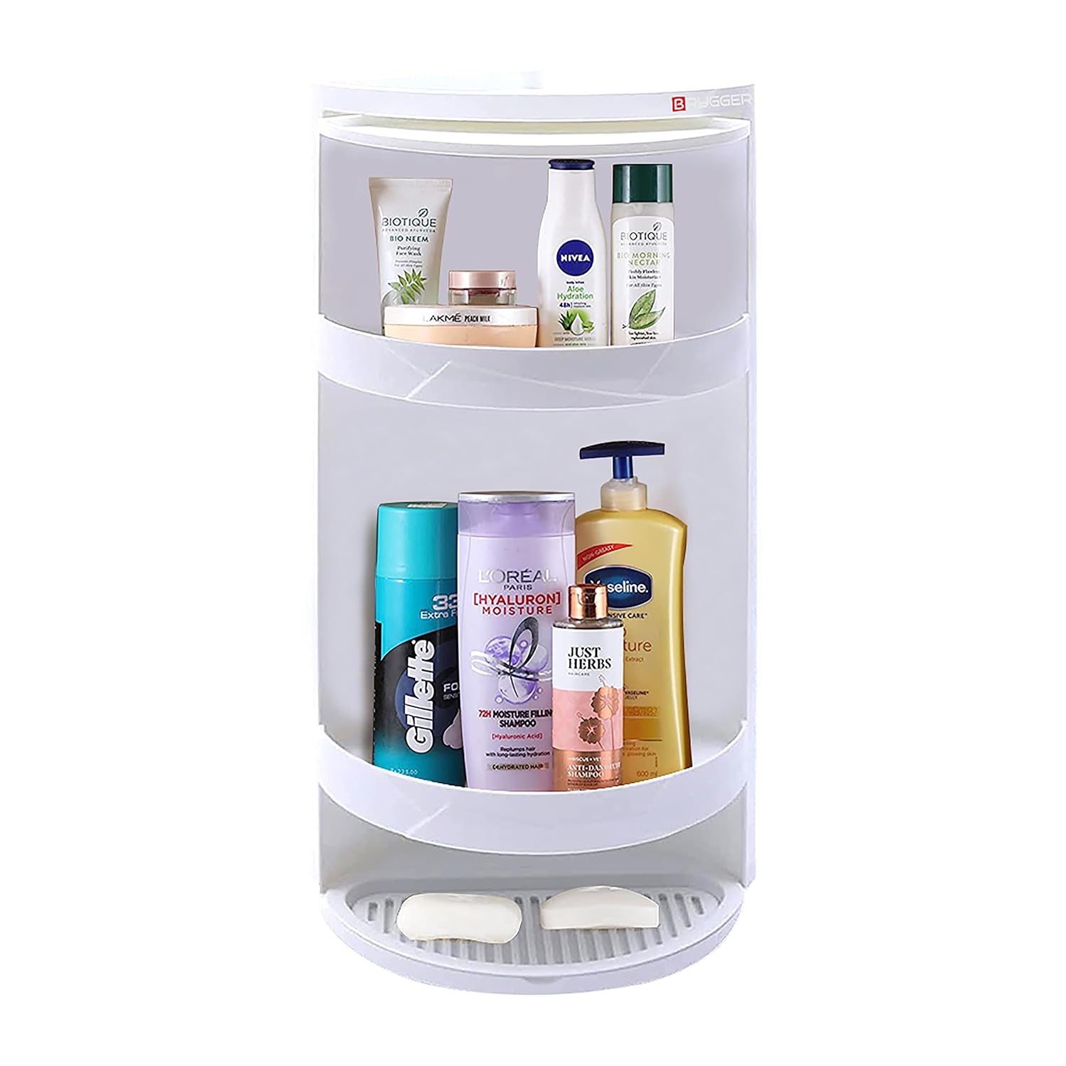 BRYGGER ABS Plastic 360 Degree Rotating Corner Shelf for Bathroom or ...