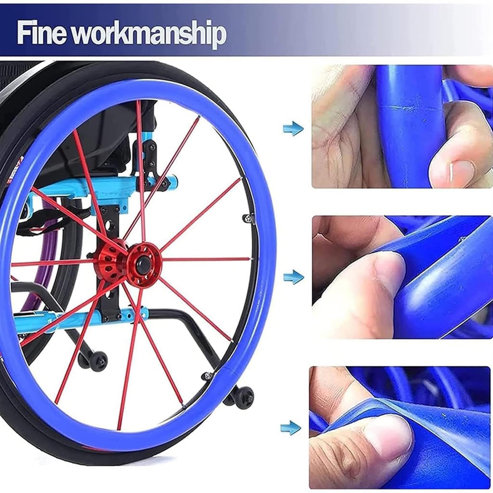 Funda para silla de ruedas de 22 pulgadas, protectores antideslizantes para llantas, agarres de rueda trasera, accesorios de anillo de empuje para una fácil movilidad