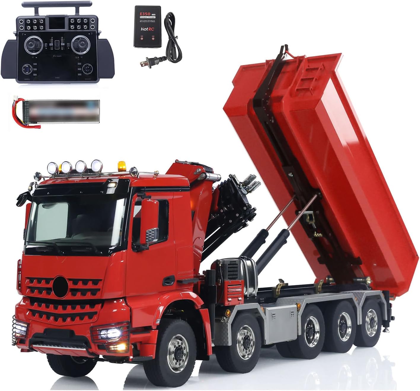 TOUCAN RC HOBBY 1/14 RC Hydraulic Crane Dump Truck 10x10 Full Dumper Lorry Car Rear Axle Lifting for Ages 14+