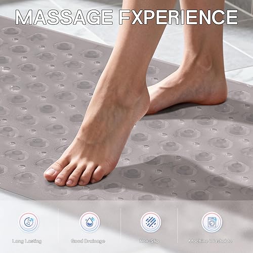 Miniatura 5 de Tapete antideslizante para tina, 39.3 x 15.7 pulgadas (aproximadamente 100 × 15.7 in), suave, de gran tamaño, lavable a máquina, antideslizante