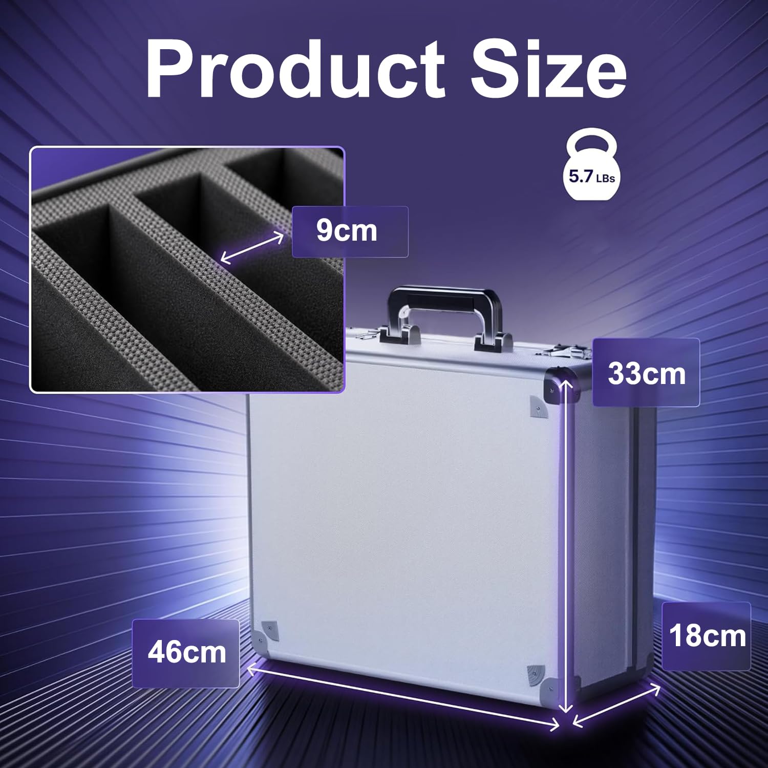 Scatola Porta Carte Classificate, Borsa da Trasporto per Carte Sportive con Divisori in Schiuma e Lucchetto a Combinazione, Adatta per 150 PSA, CSG, BGS e Top Loader
