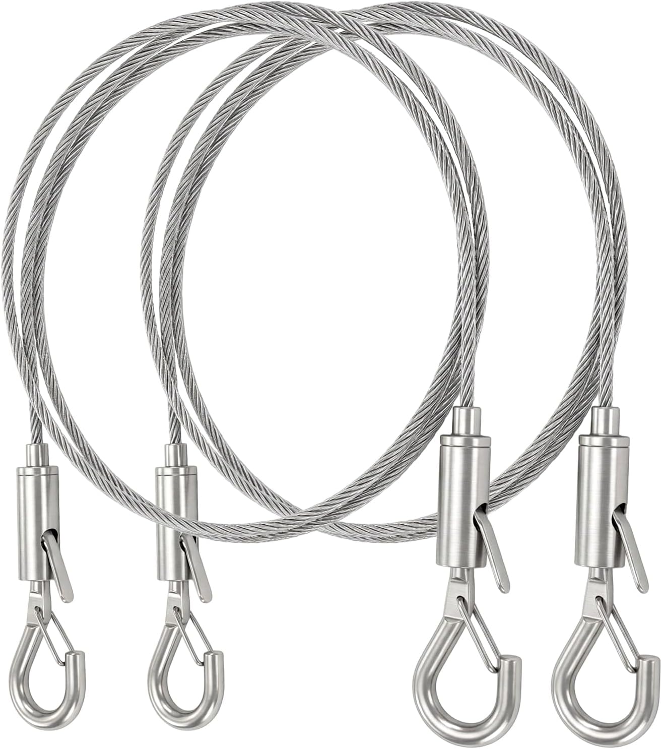 2PCS Picture Wire Hanging kit, 1m X 1.5mm Picture Frame Wires Kit, Stainless Steel Adjustable Pictures Hanging Wire, with Small Hooks for Art, Mirror, Frame, Light, Flowerpot, Indoor Outdoor Use