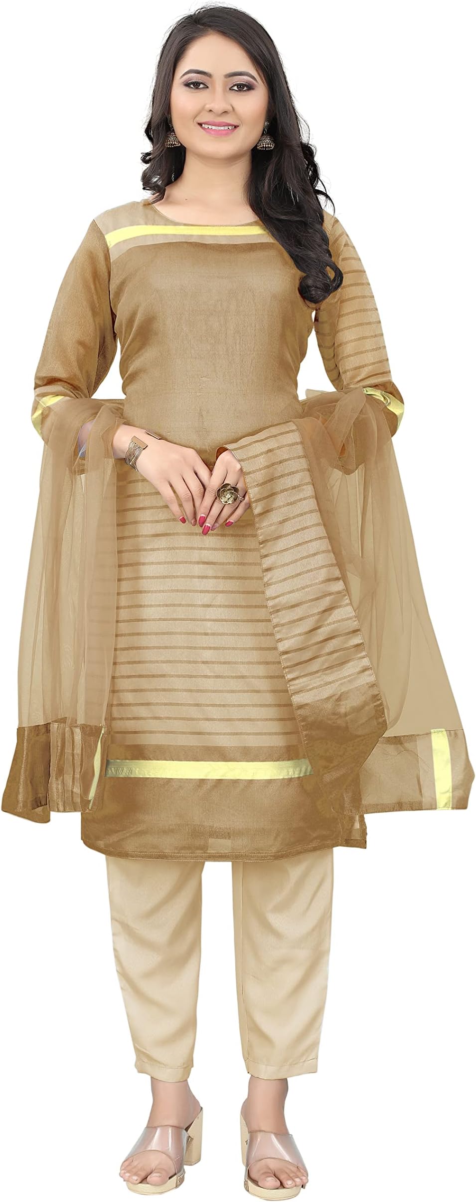 HITHROWCotton Regular Women's Kurtas & Kurtis (D-126-CHIKU-L_Off White_L), Off White, 40