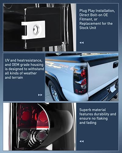 Miniatura 6 de Nilight Conjunto de luz trasera compatible con Chevy Silverado 1999 2000 2001 2002 2003 2004 2005 2006 2007 Chevy Silverado 1500 2500 3500 99-02 GMC