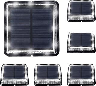 6 Pack Solar Step Lights Driveway Walkway Solar Powered Deck Light Outdoor Stair Step Pathway LED Lamp for Backyard Patio Garden Ground, auto On/Off(White Light)