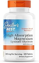 Doctor's Best, High Absorption Magnesium, 100% Chelated with Traacs, with Glycine and Lysine, 120 Vegan Tablets, Laboratory Tested, Soy Free, Gluten Free, GMO Free