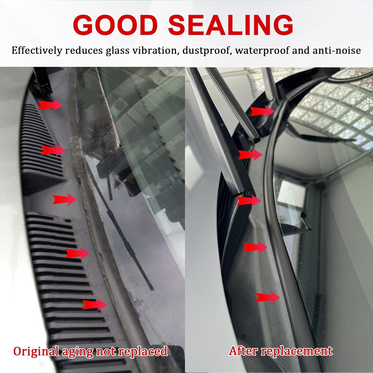 1.8M/6Ft Windshield Cowl Molding Rubber Seal Strip Trim, Front Rear Windshield Seal, Car Weather Stripping, Window Sunroof Seal for Most Cars Trucks SUV