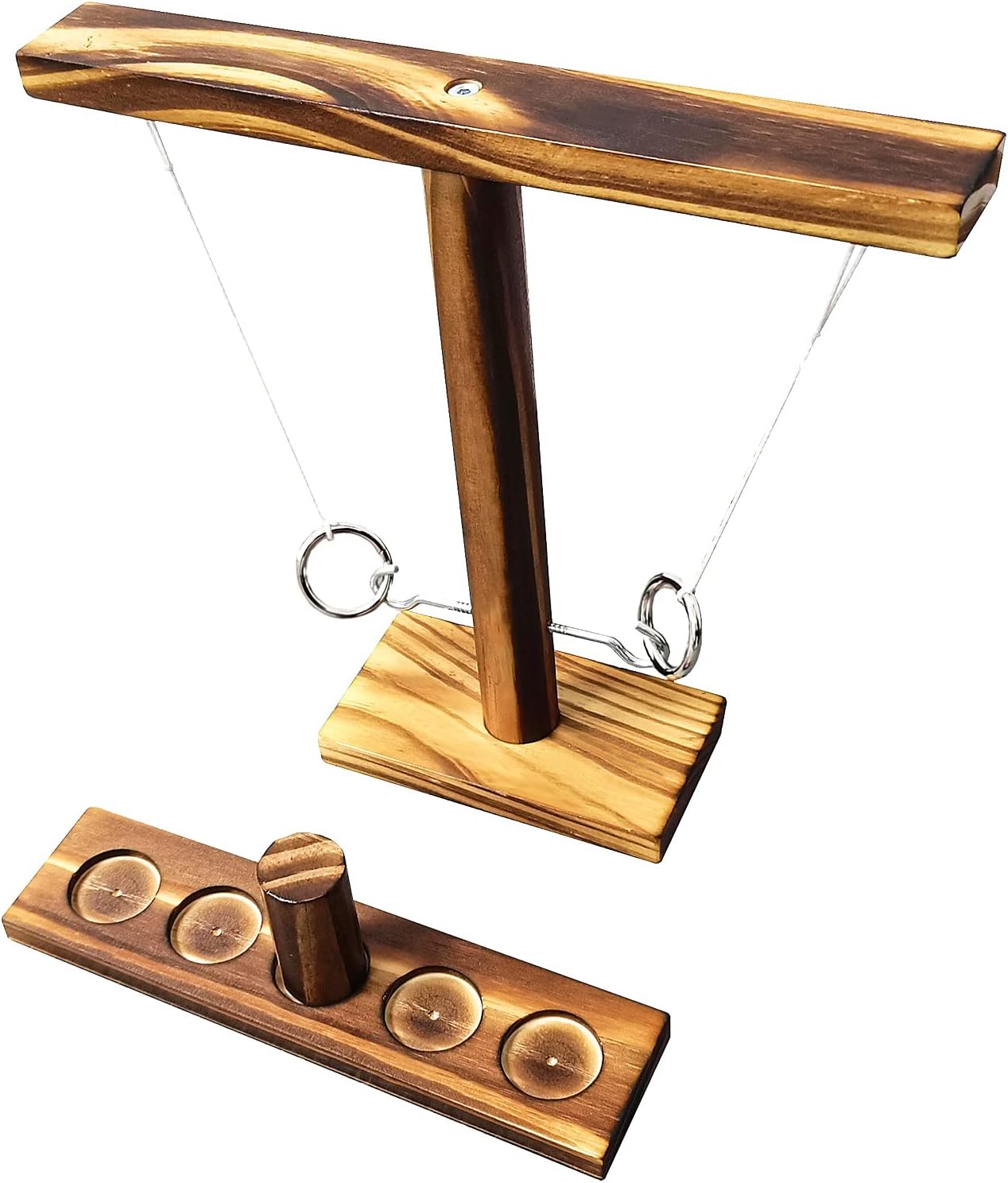 SIANSON Ring Toss Game for Adults Hook and Ring Game Wooden Ring Hook Tossing Game Bang Spring Game Ring Hook Game Suitable for Children, Adults, Indoor Parties, Bars and Other Interactive Games