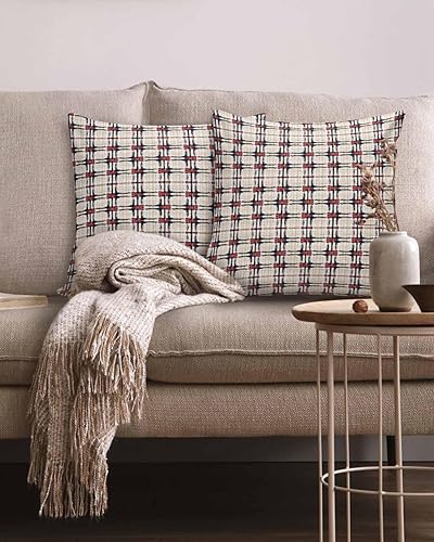 Miniatura 10 de Paquete de 2 fundas de almohada decorativas de algodón, color verde salvia y blanco, a cuadros de búfalo de 12 x 20 pulgadas, rectangular,