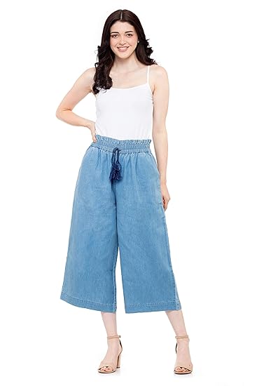 Tara Lifestyle Women's Loose Fit Denim Cotton Culottes
