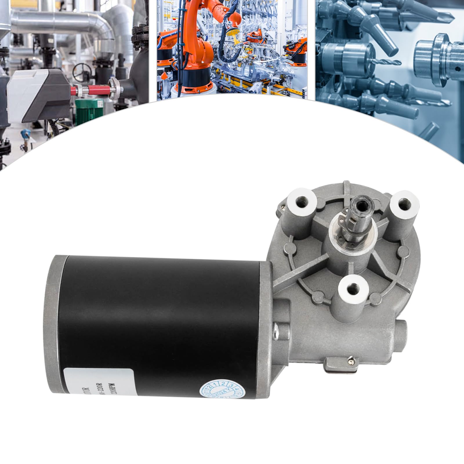 Motor de engranaje de CC de 80 W, 220 rpm, 24 VDC, aluminio, cobre, hierro, negro, plata, control de velocidad PWM, función de autobloqueo, 63 mm de diámetro