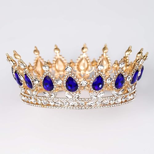 Miniatura 8 de FORSEVEN Corona de reina con diamantes de imitación, coronas y tiaras de boda para mujer, accesorios para el cabello, corona de cumpleaños de