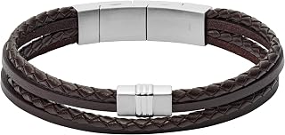 Fossil Men's Casual Stainless Steel and Genuine Leather Bracelet for Men Price In India