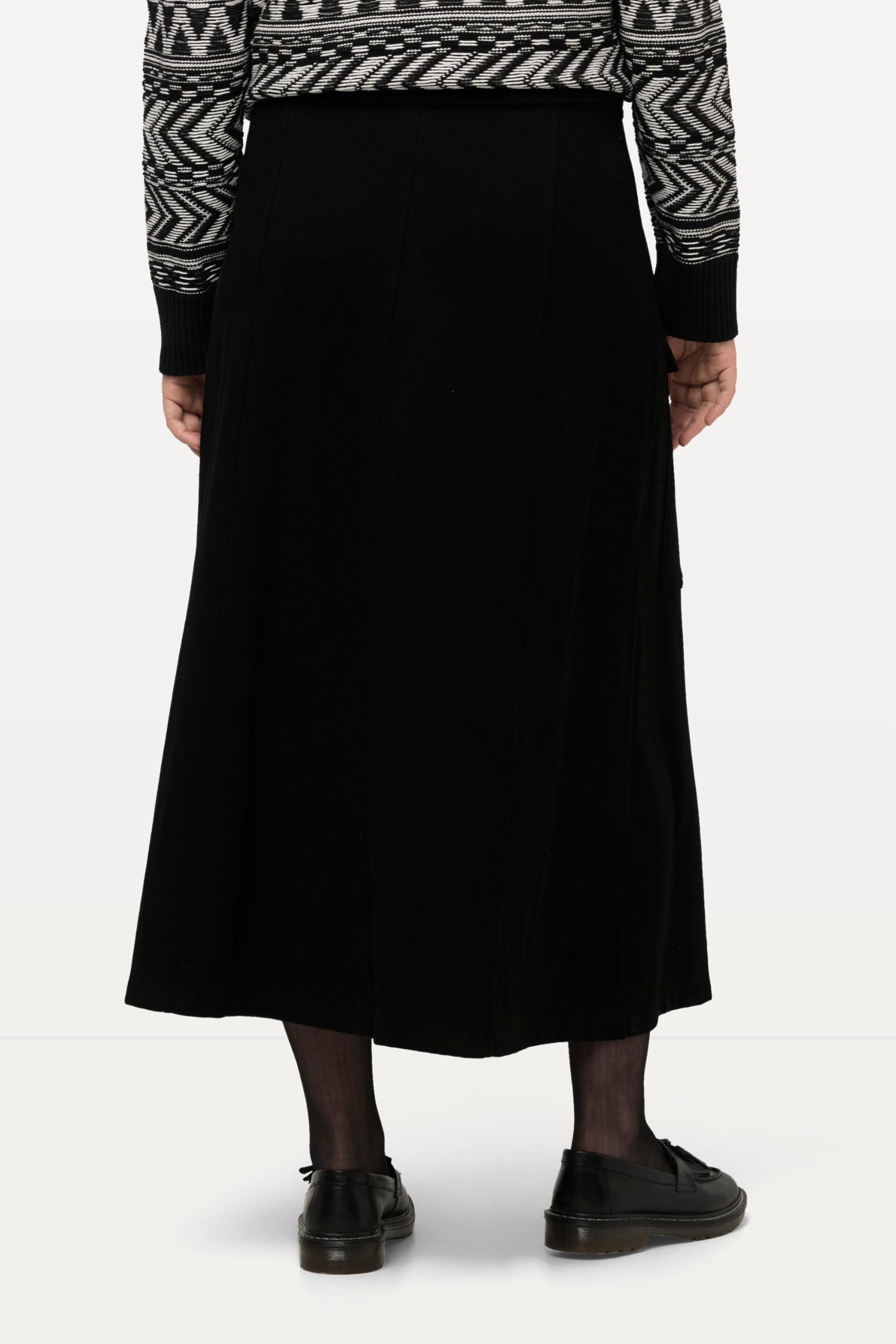 Ulla Popken Femme Grandes Tailles Jupe Portefeuille en Jersey Point de Rome, Style Militaire, Coton Bio 822148