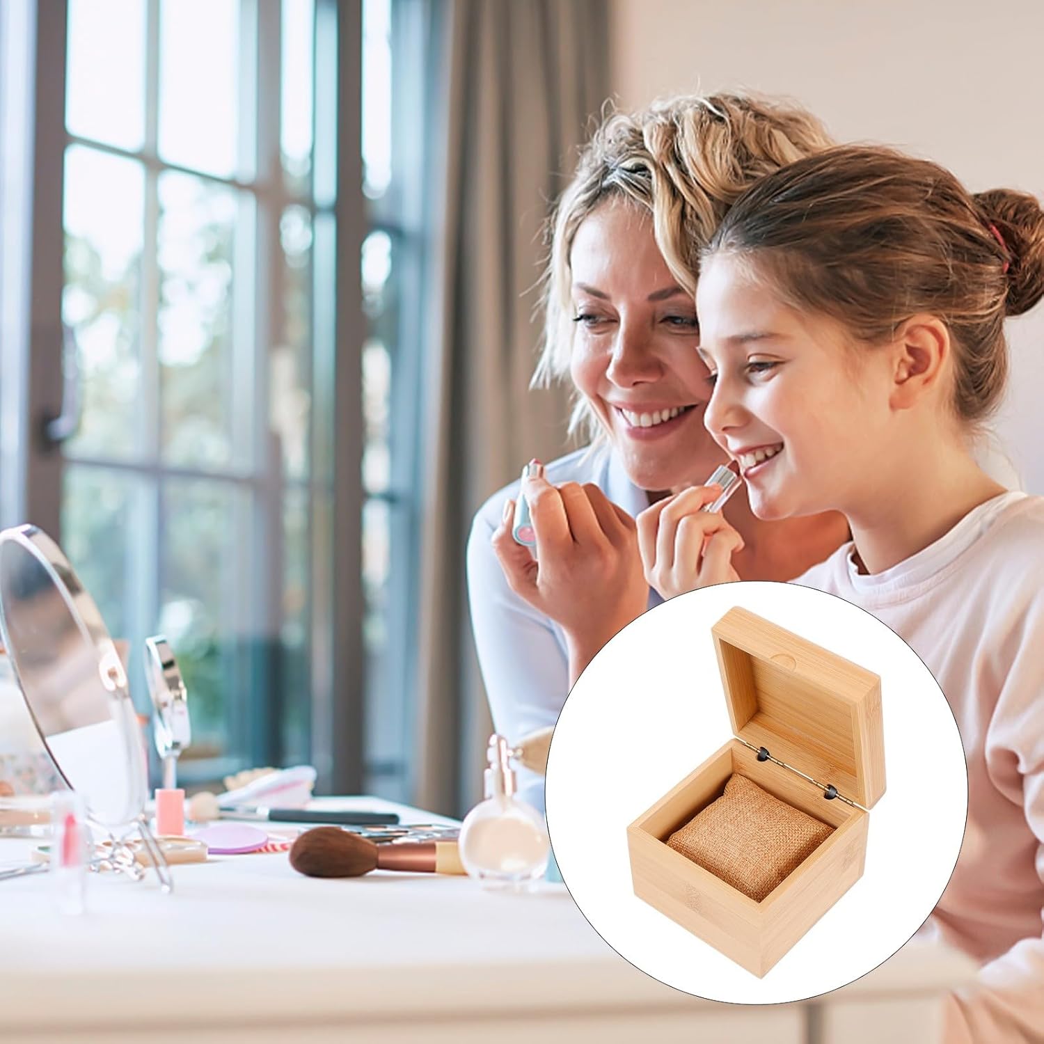 Angoily Wooden Watch Storage Box and Jewelry Packing Case with Material, Single Slot Display Organizer for Men and Women, Portable Watch Container Suitable for Travel and Home Use