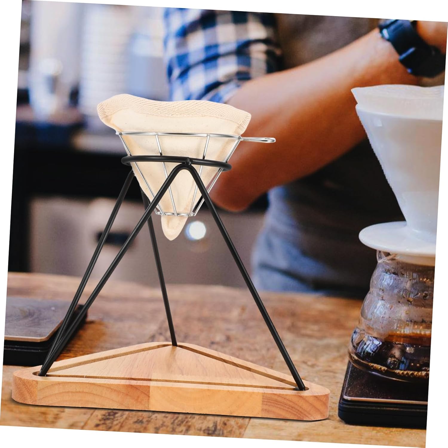 Reusable Drip Rack Stand Stainless Steel Coffee Filter Holder Drip Filter Rack Funnel Basket for Office Home