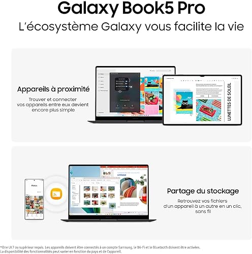 Samsung Galaxy Book5 Pro 14", Copilot+ PC, Ordinateur Portable avec IA, Processeur Intel Core Ultra 7, Mémoire 16 Go RAM, Stockage 512 Go, Clavier AZERTY FR, Anthracite - 4