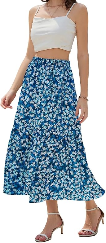 Maxi Skirts for Women with Pockets Long Midi Length Casual Skirt for Holiday