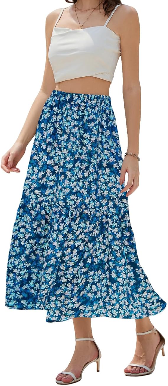 Maxi Skirts for Women with Pockets Long Midi Length Casual Skirt for Holiday