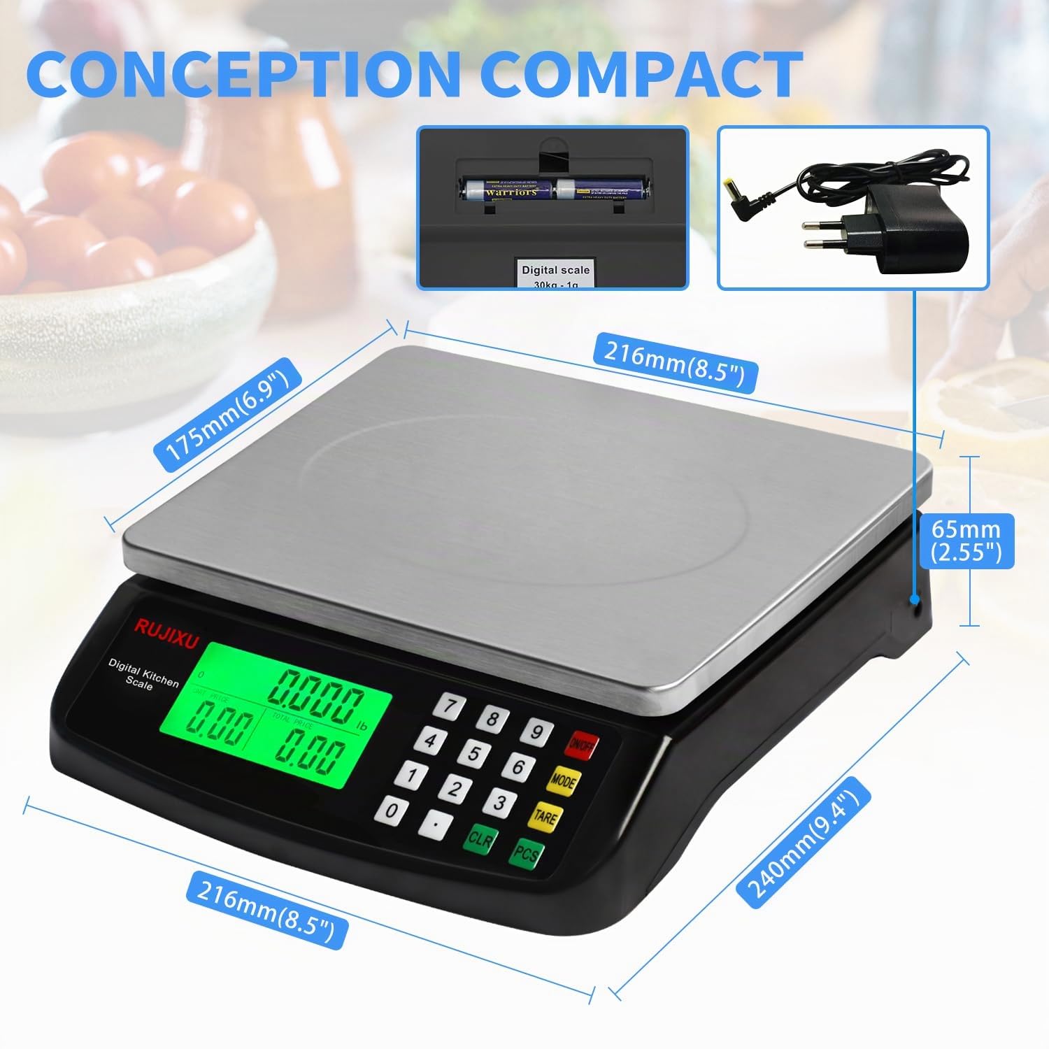 Balance de cuisine professionnelle 30kg Numérique en acier inoxydable balance électronique de cuisine PCS comptant les échelles ' avec LCD balances alimentaire pour Alimentaire Multifonctionnel