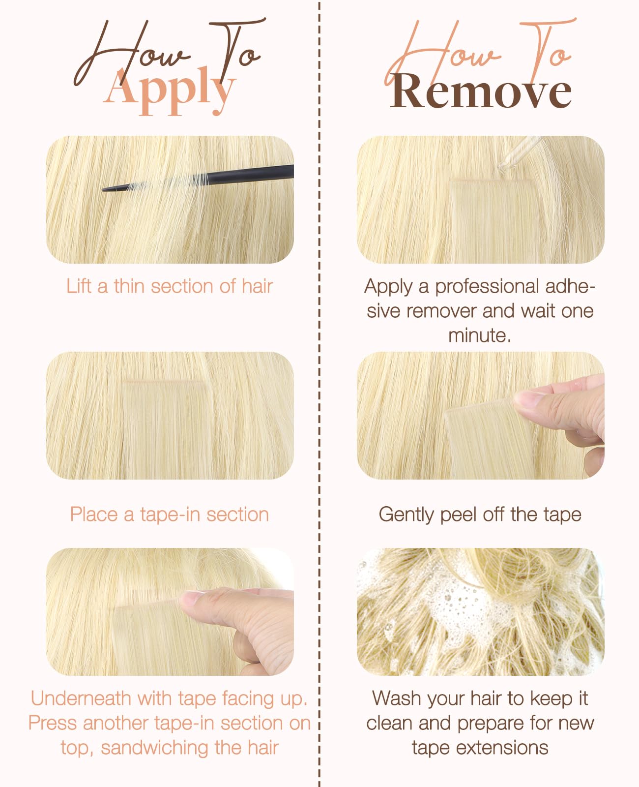 GOO GOO Invisi przedłużki do włosów metodą tape in, 20 sztuk, 50 g, bezszwowe wstrzykiwane, 16/22, jasny blond, rozjaśniony złoty blond