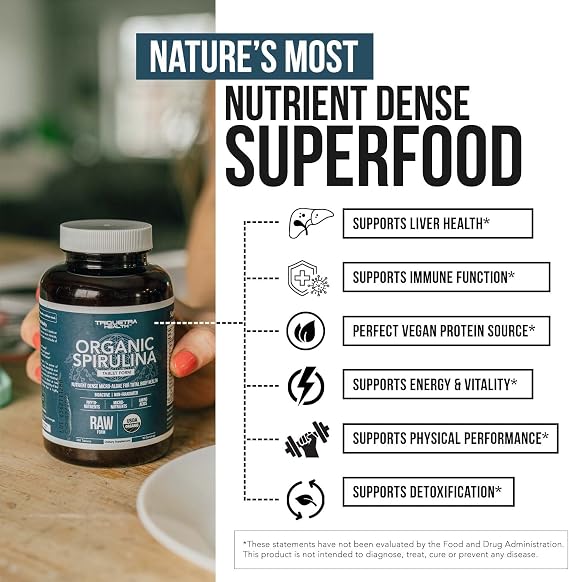 Organic Spirulina Tablets (360 Tablets) - Made with Parry Spirulina