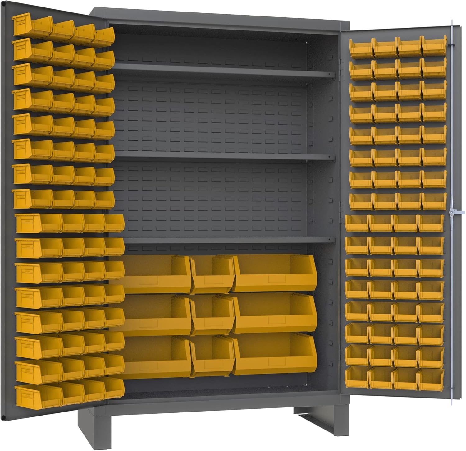 Durham Welded 14 Gauge Steel Heavy Duty Cabinet with 137 Bins, JC-137-3S-95, 24" Length x 48" Width x 78" Height, 3 Shelves