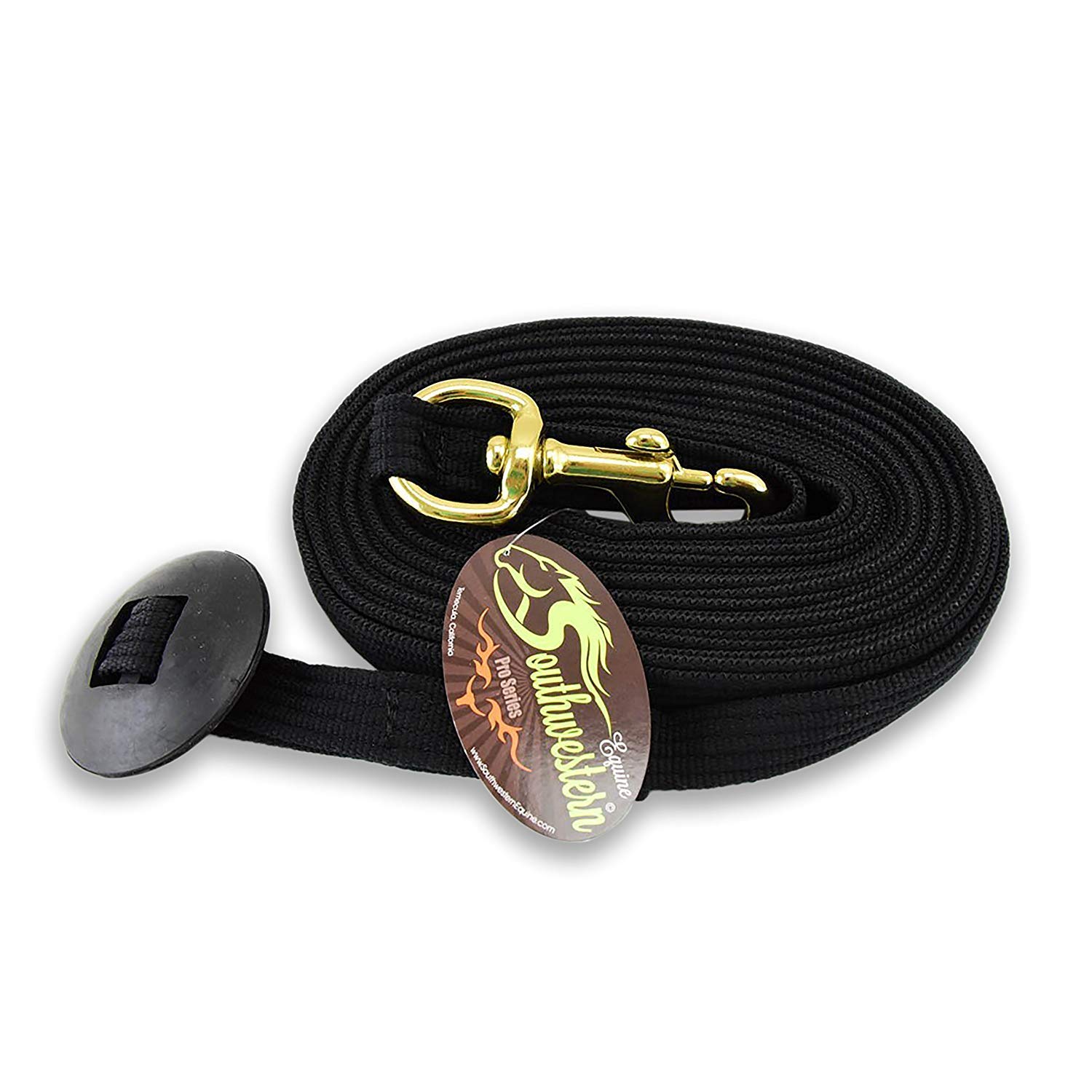 24 de soporte de algodón Web Lunge línea con tornillo tapa y tope de goma, color por Southwestern Equine, Negro