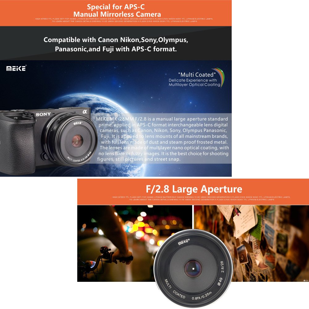 Amazon.com : Meike Large Aperture Fixed Non-Zoom Manual Focus
