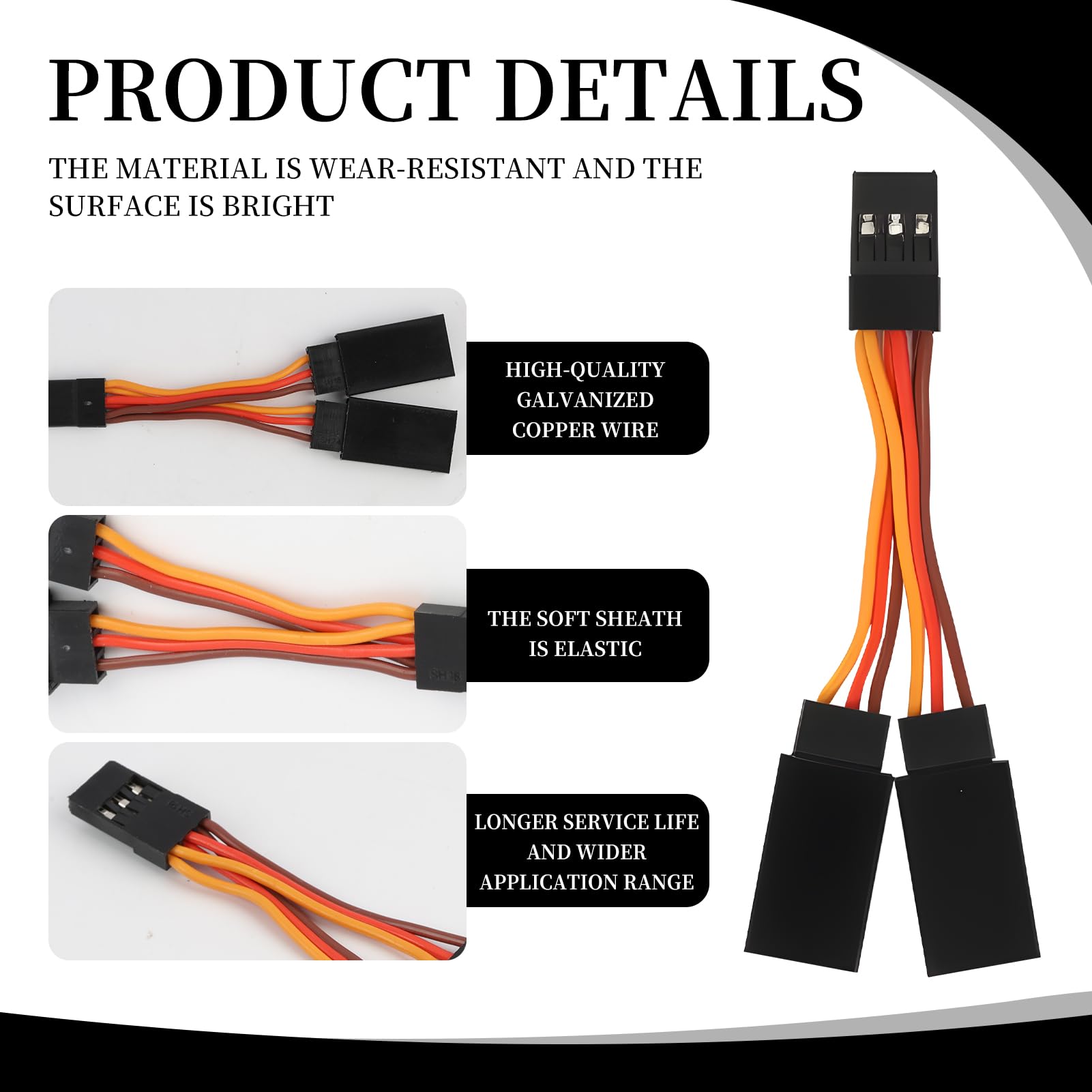 5 Stuks Servo Y-splitterkabels – 2-in-1, Compatibel Met JR/Futaba, 7 Cm, Voor RC Vliegtuigen En Auto's