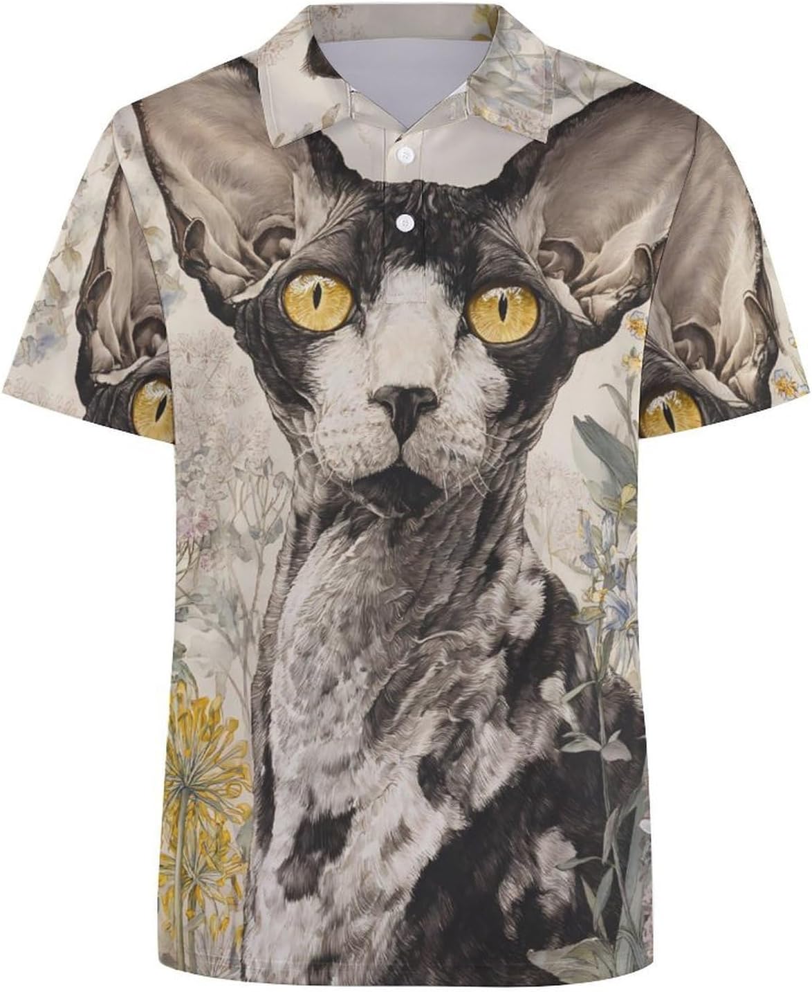 Cornish Rex Cat Golf Polo Shirts for Men Casual T Shirts 5X-Large