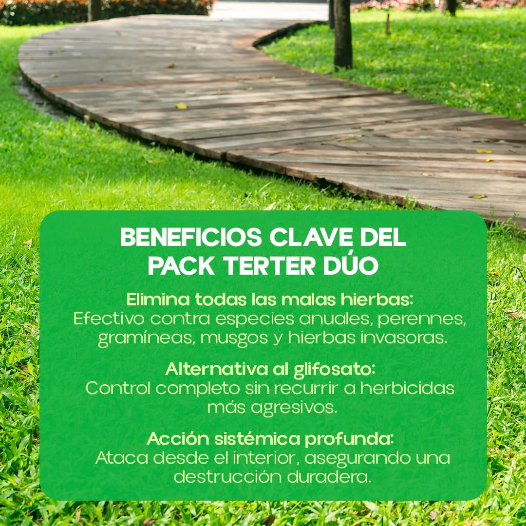 TERTER DUO Herbicida Total 50ml + 60ml | Elimina Malas Hierbas de Todo Tipo | Alternativa Eficaz al Glifosato (Roundup) para 15L de Agua | Cubre 300 m² | Solución Total 2 en 1 | Nexum Market (1)