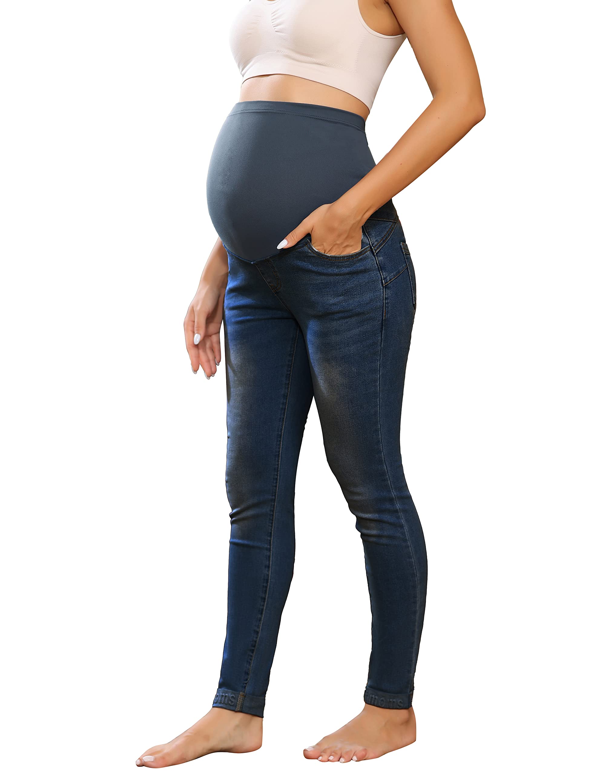 Maacie Maternity Pants Long Elastic Jeans for Pregnancy Comfortable Jeans Spring Summer