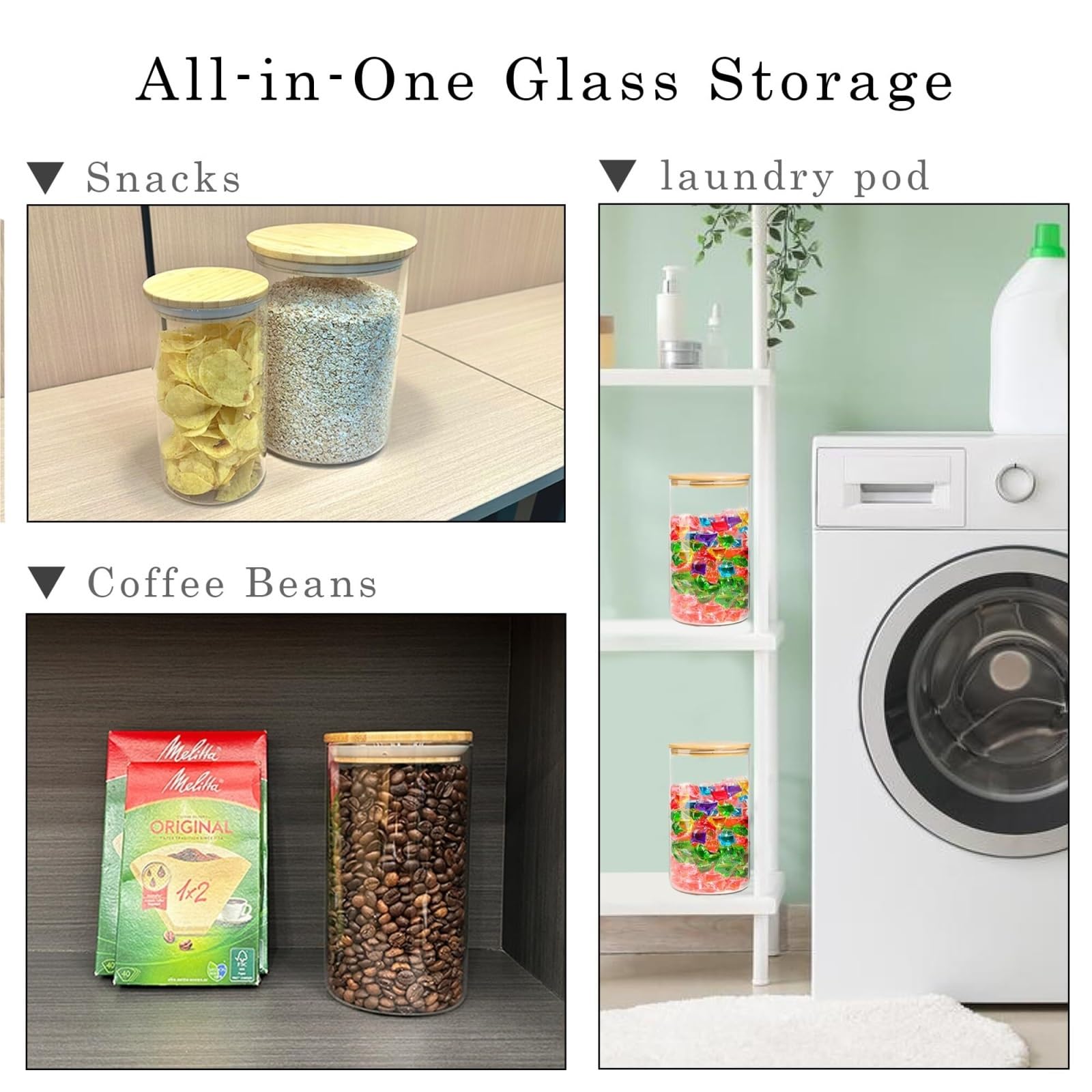 Vorratsgläser mit Deckel Glasgefäße Set Runde Behälter Mit Deckel for Home Organizer Aufbewahrungsgläser Küche(1400ml+1400ml)