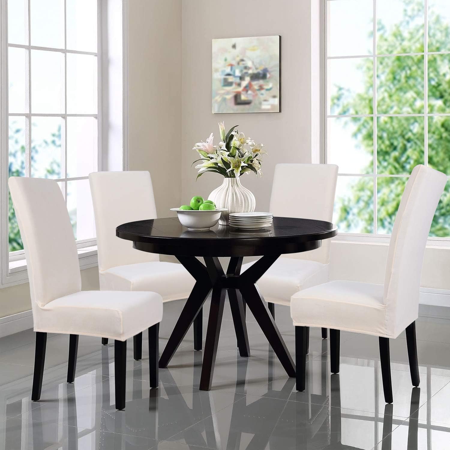 Exclusive Discount 70% Price Smiry Velvet Stretch Dining Room Chair Covers Soft Removable Dining Chair Slipcovers Set of 6, Dawn