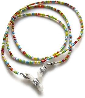 سلسلة مطرز بالخرز للنظارات النسائية من الحرير الوردي وحامل شارة للهويات والبطاقات ، متعدد الألوان