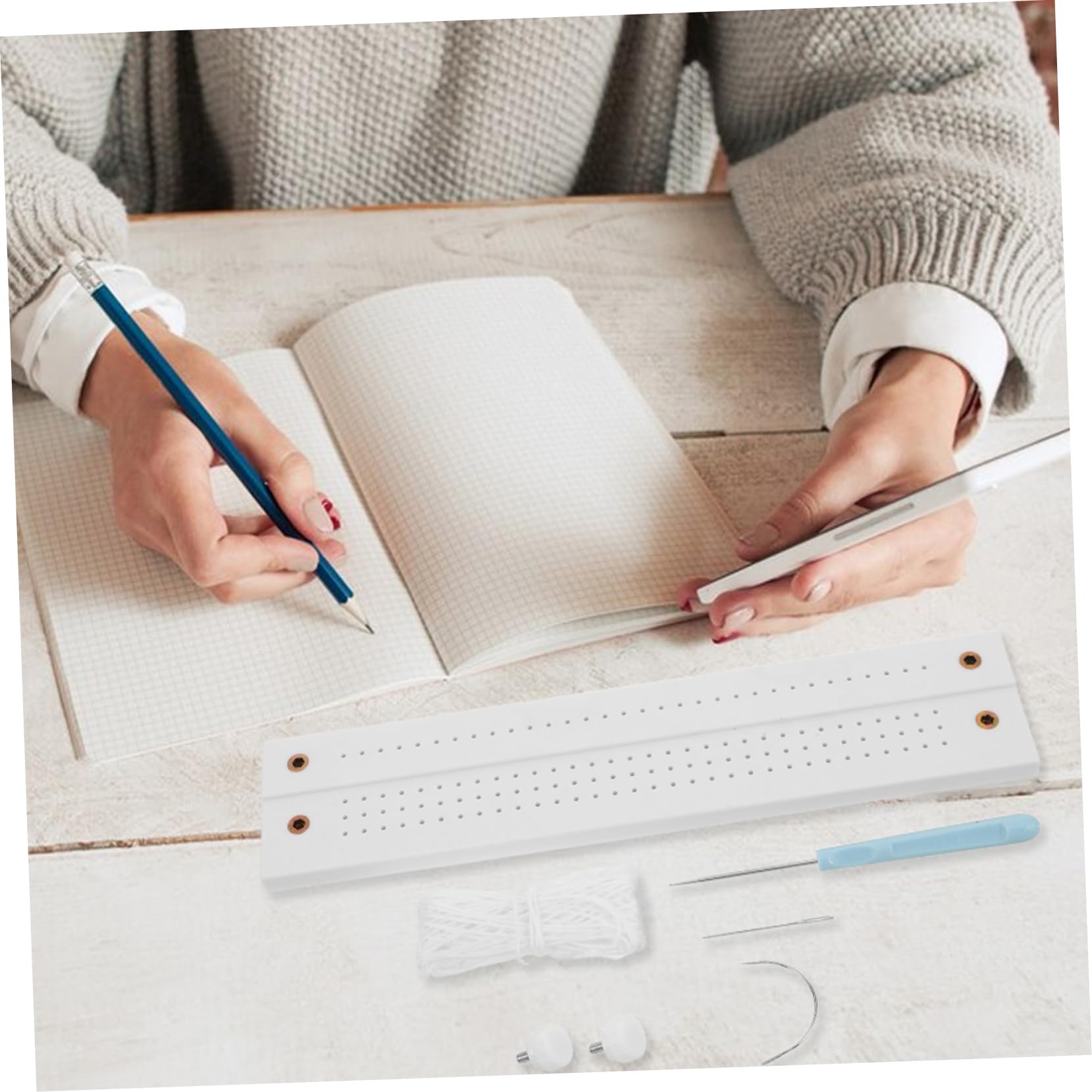 Operitacx Rilegatura Libri in Stile Giapponese Kit per Creazione di Diario Fai da Te Include Pressa per Rilegatura in Punteruolo in Osso per Quaderni Diari e Agende
