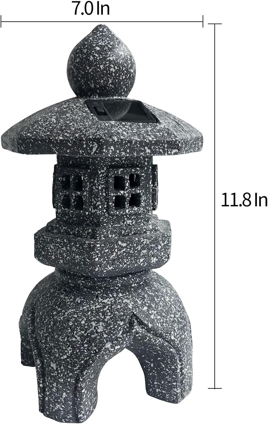 Pagoda Garden Statue,Solar Powered Led Outdoor Figurine Lights,Zen Patio Garden Decor,Sculptures for Outdoor,Resin Waterproof Decor Lawn Yard