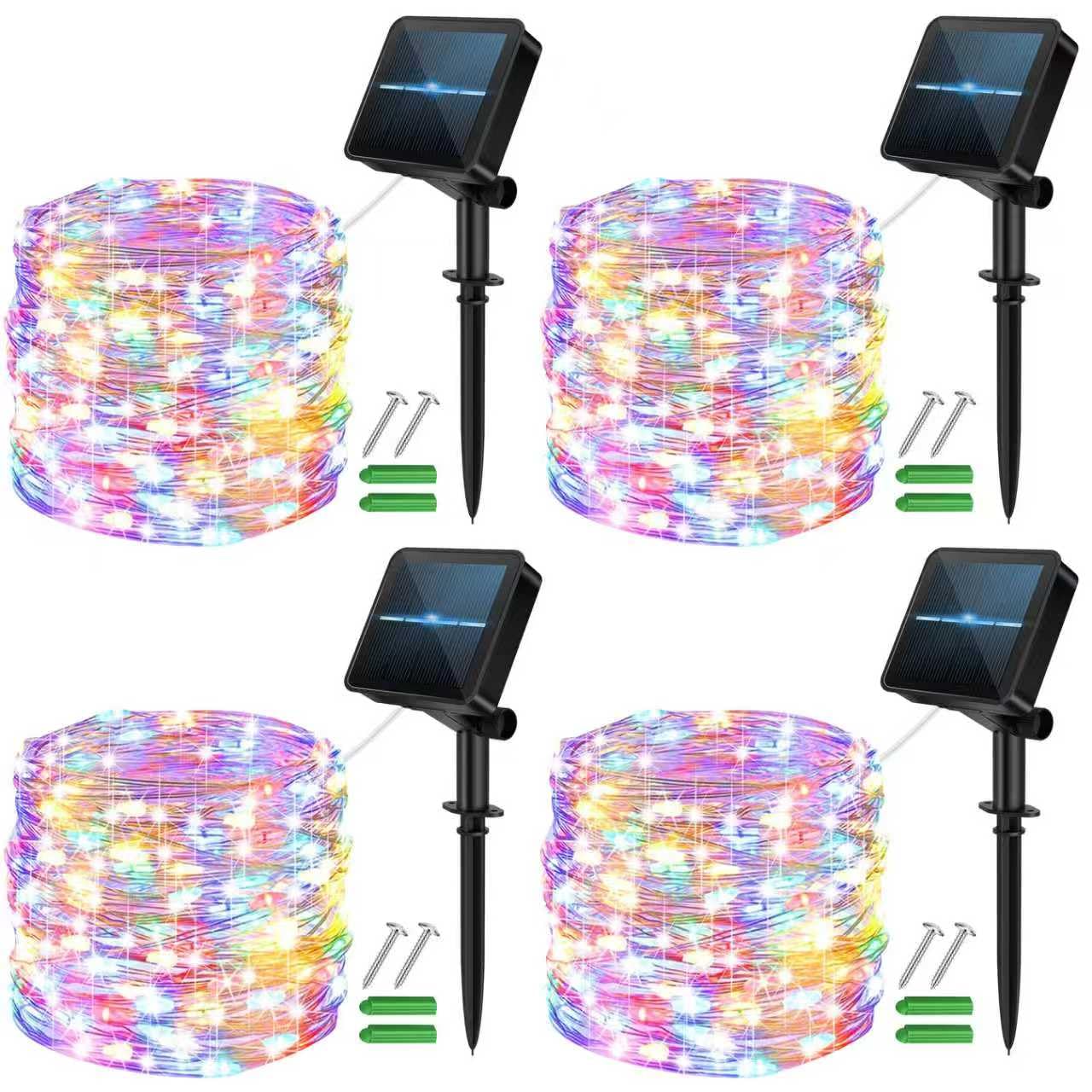 micocali Solar Fairy Lights,4 Pack 12M/40Ft 120LED Solar Garden Lights with 8 Modes Waterproof Copper Wire Decorative String Light for Outdoor/Indoor Home, Yard, Wedding, Patio (Multi-Coloured)