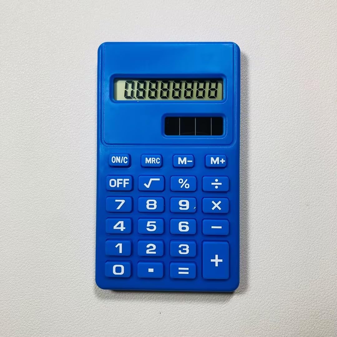 Blue Mini Basic Standard Calculators Digital Desktop Calculator, Solar Power Smart Pocket Size Basic Office Calculators for Home School Office Calculator