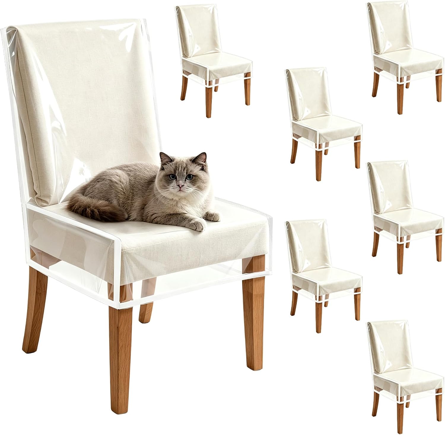Plastic Dining Chair Covers Set of 6, W/21 x D/18 Fits 16-23"
