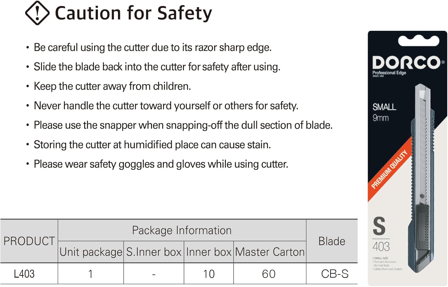 DORCO Cutter - Professional Craft & Design Tool for Artists and Designers - Ergonomic with Professional Blades, Office Knife Tool, Utility Knife, Snap off blades (S403with 11 Blades)