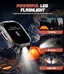 Montre militaire intelligente pour les hommes, construit-in GPS/LED Flashlight/Compass/600mAh Batterie,2.13" AMOLED Smartwatch sport robuste avec 120+ Modes sportifs,3ATM Fitness Tracker imperméable pour iOS Android, Noir
