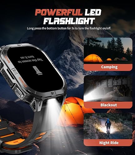 Miniatura 8 de Reloj inteligente militar GPS para hombre (respuestallamada), reloj inteligente de 2.13 pulgadas, batería de 60 días, 6 posicionamientobrújula, 5