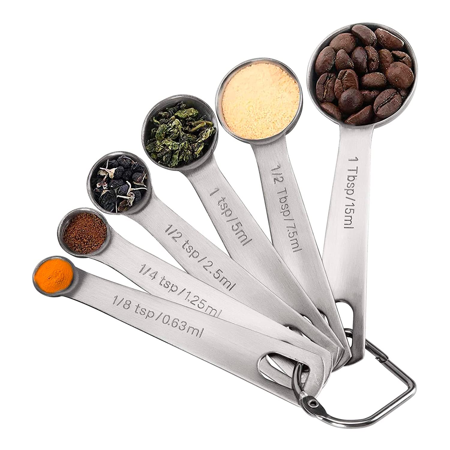 6 PCS Measuring Spoons Set - Stainless Steel Measuring Spoons Kit with Metric and US Measurements - Measuring Spoons for Spices Seasoning Coffee - Small Measuring Spoons for Cooking Baking MUBUDDY