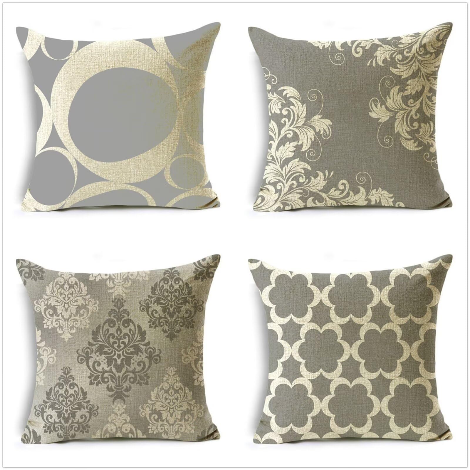 Amazon.co.jp: クッションカバー 45x45cm 4枚セット ライトグレー