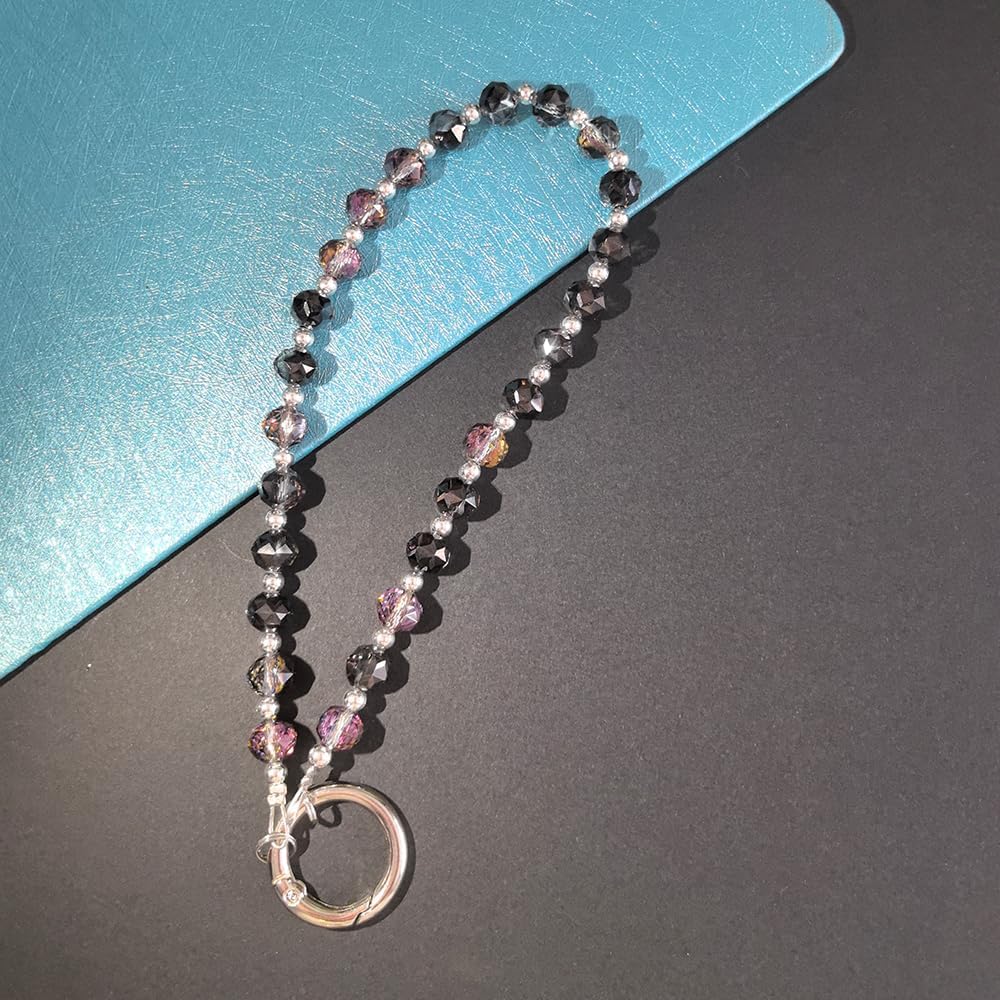Acofect Crystal Beaded Phone Wrist Strap Charm Chain Wristlet Cellphone Lanyard Bracelet Keychain with Tether Tab Hands-Free - Image 4