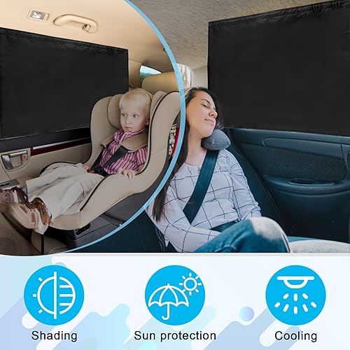Miniatura 5 de Paquete de 2 parasoles para ventana de automóvil, parasol para ventanas laterales