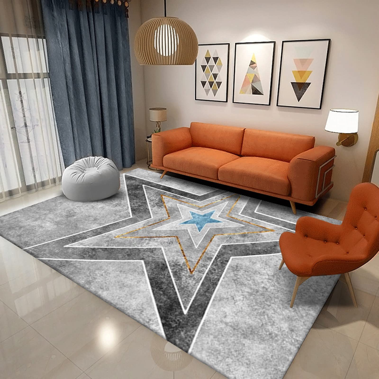 Nordic Geometric Rug Living Room Coffee Table Indoor Home Bedroom Carpet Non-Slip, Non-Linting, Thickened Office And Hotel Decoration Carpet